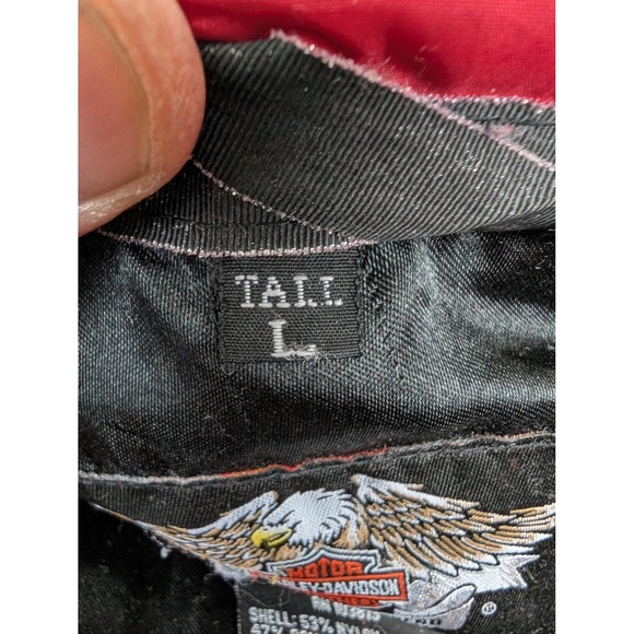 Harley Davidson Jacket Womens Tall Large Red Down Puffer Zip Riding Coat - Picture 8 of 13